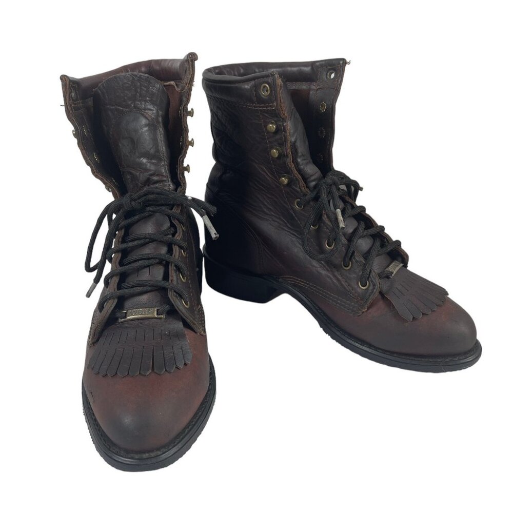 Double-H Ladies Lacer 9300 Brown Lace Up Ankle Boots Women’s Size 7M - Picture 2 of 11